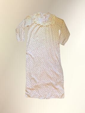 Vintage Stardust Cream Floral Lace Collar Prairie Nightgown Cottage